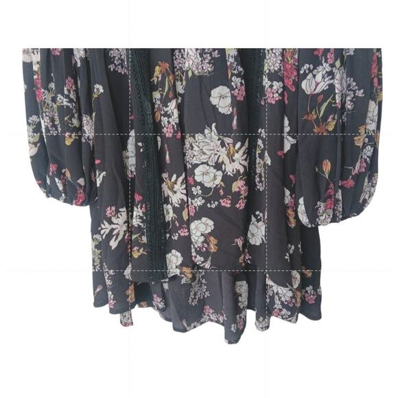 New without tags POL Floral Black Mini Dress Small Boho  Lace Cottagecore - Picture 4 of 10